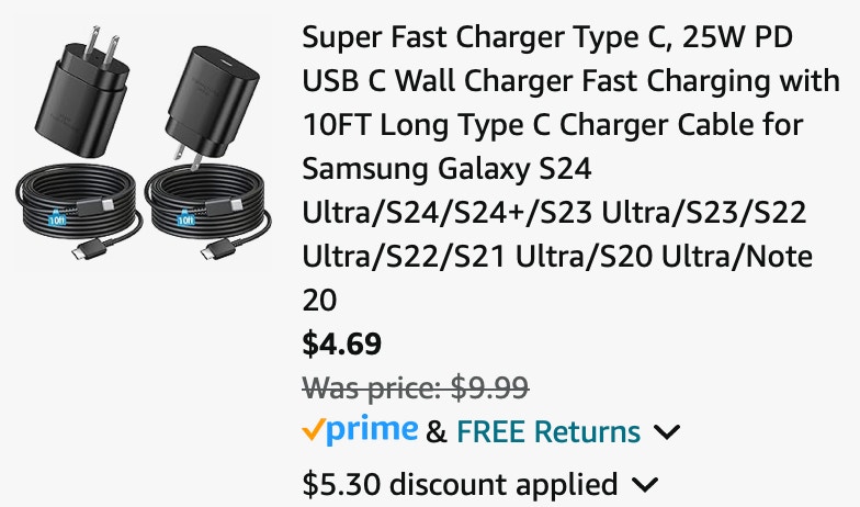 USB c 2-pack charge & cable