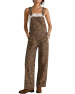 luvamia Women's Leopard Denim Overalls