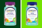 Two bottles of Centrum Tropical Multivitamin Gummies on KCL template