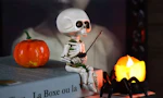 Skeleton Fishing Statue