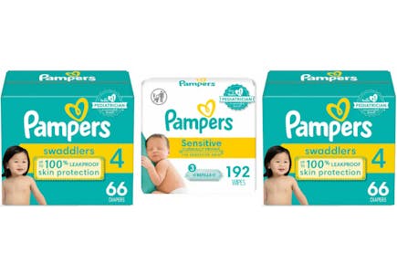 2 Pampers Diapers + 1 Pampers Wipes