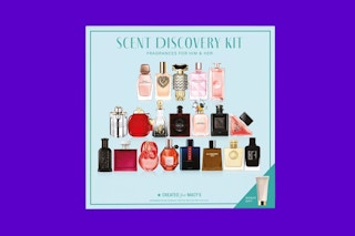 his and hers fragrance set on a purple background