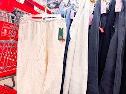 women's joggers sitting on a target shelf