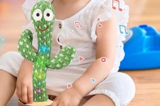 a dancing cactus being held