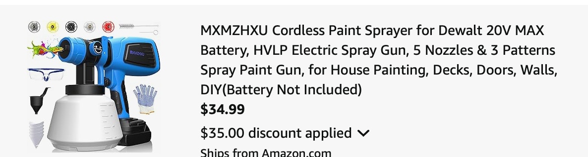 Pain sprayer Amazon receipt