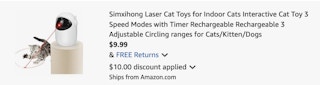 laser cat toy Amazon receipt
