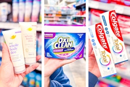 Dove Deodorant, Oxi Clean Laundry Detergent, Colgate Toothpaste