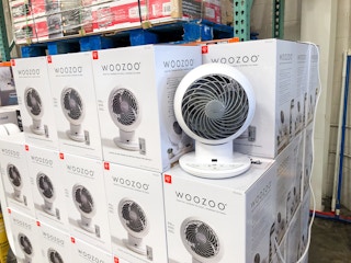 white fan with remote
