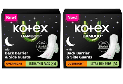 2 Kotex Ultra Thin Overnight Pad Boxes