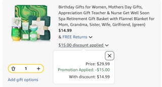 spa gift basket Amazon receipt