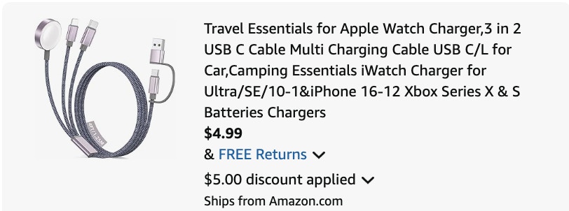 charger Amazon receipt