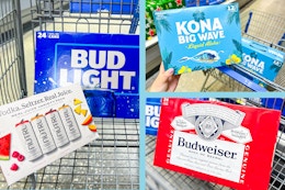 Bud Light, Nutrl, Budweiser, and Kona Big Wave alcohol beverages at Walmart