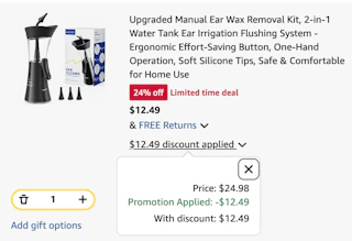 ear wax removeal kit Amazon receipt