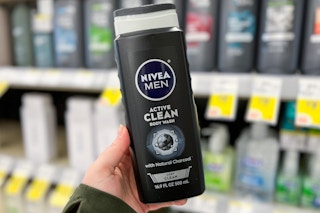 hand holding bottle of body wash