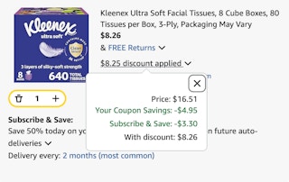 kleenex Amazon receipt