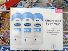a pack of body wash in a cart