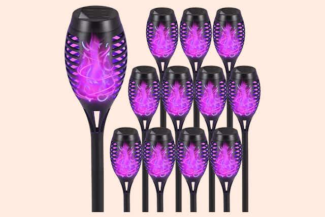Flickering Flame Solar Outdoor Light 12-Pack, Just $25.49 on Amazon card image