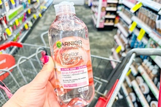 hand holding Garnier Micellar Water