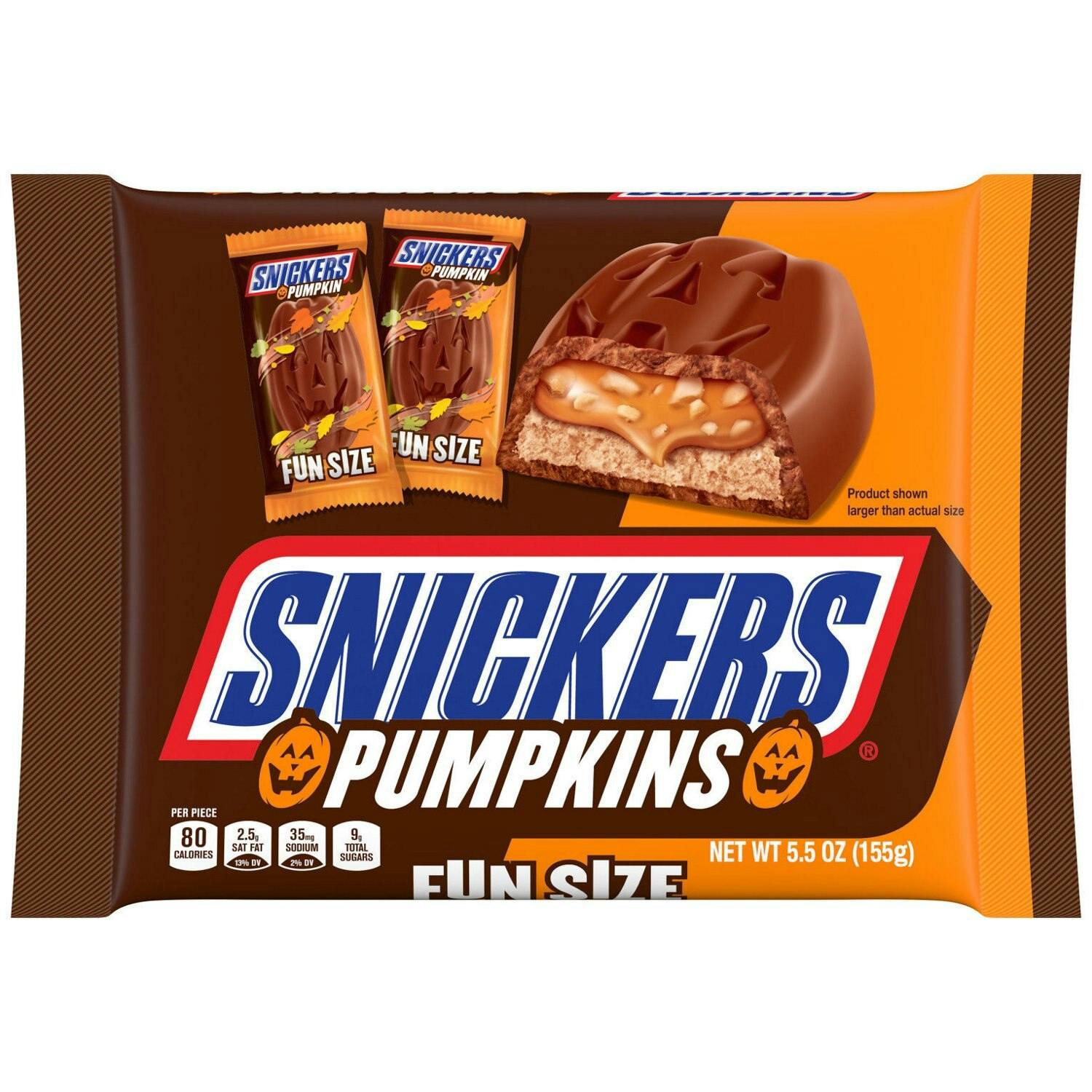 2 Snickers Funsize Pumpkin Bags