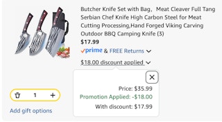 knife set Amazon receipt