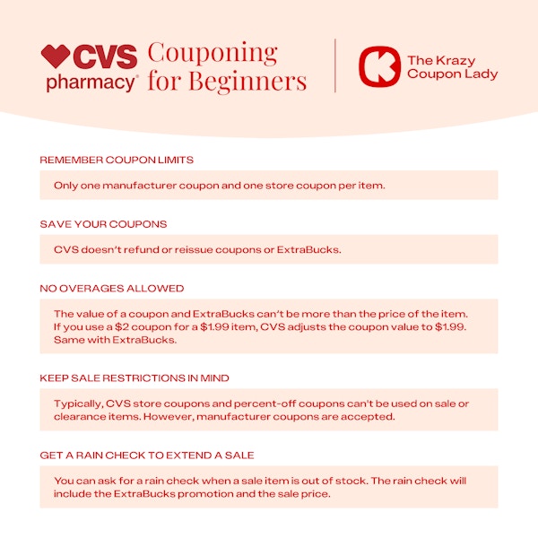 a list of tips for CVS couponing for beginners