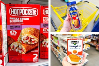 dollar general planters, hot pockets, clover valley 3-photo collage