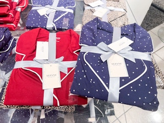 clearance Alfani notch pajama set on a shelf