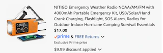 emergency radio Amazon receipt