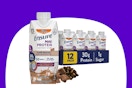 ensure max protein shake on a purple and white background