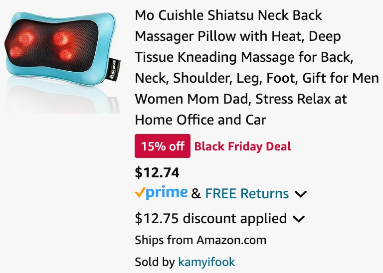 a neck massager cart ending in $12.74