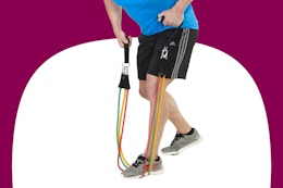 person using the resistance bands