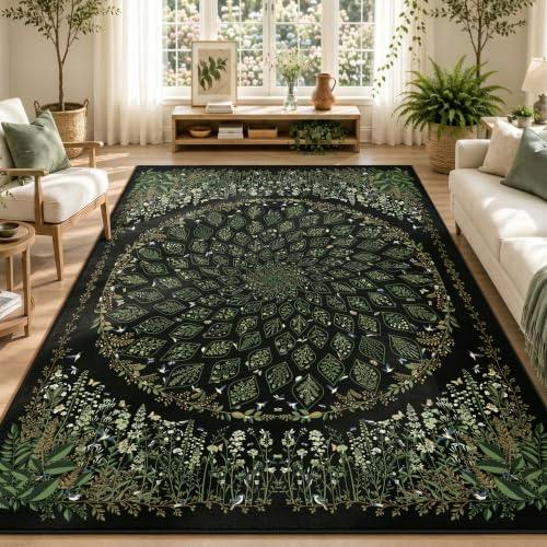 Washable Botanical Area Rug