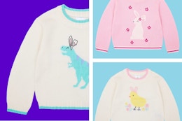 3 styles of the Way to Celebrate toddler easter-themed sweater