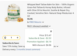 beef tallow Amazon receipt