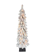 Pre-Lit Flocked Pencil Christmas Tree