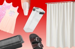 Kids dress set, press-on nail, food storage, footbed sandal & shower curtain
