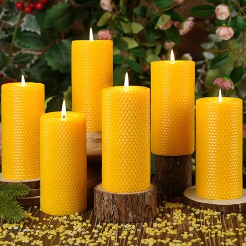 Beeswax Pillar Candles 6-Pack