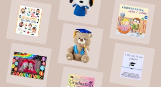 a graduation teddy bear surrounded around preschool graduation gifts