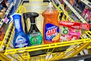 febreze, dawn, ajax, colgate, air wick products in a dollar general shopping cart