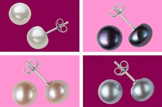 collage of pearl earrings in different colors