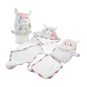 Baby Aspen Rainbow Llama Bath Set
