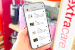 hand holding a smartphone displaying 1-clip coupons in the kcl app