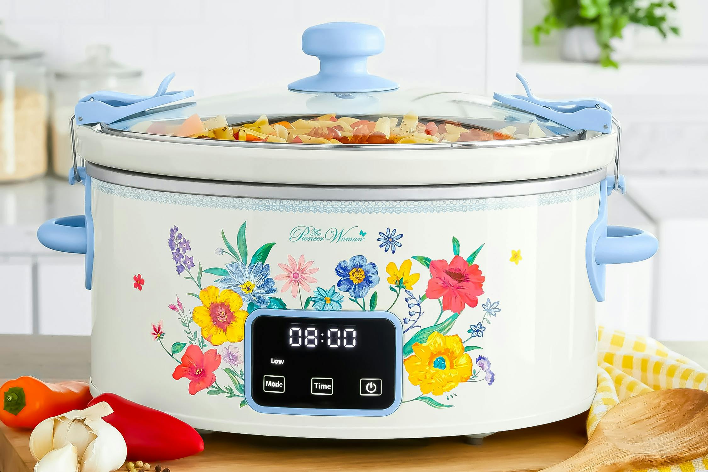 Pioneer Woman Slow Cooker (lifestyle image) in kitchen