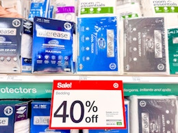 allerease mattress protectors sitting on a target shelf