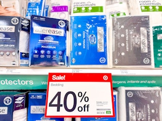 allerease mattress protectors sitting on a target shelf