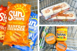 sunchips, thomas', and tostitos 3-photo collage