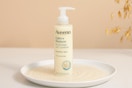 Aveeno facial cleanser in bathroom