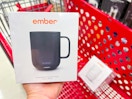 Ember mug held over Target shopping cart