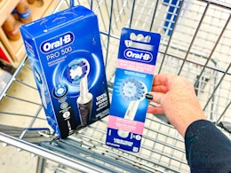 oral-b toothbrush and refills in a shopping cart
