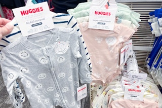 huggies baby sleep & plays and bodysuits on racks at target